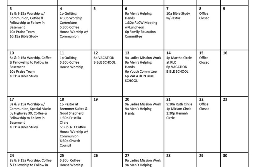 Worship Services in August